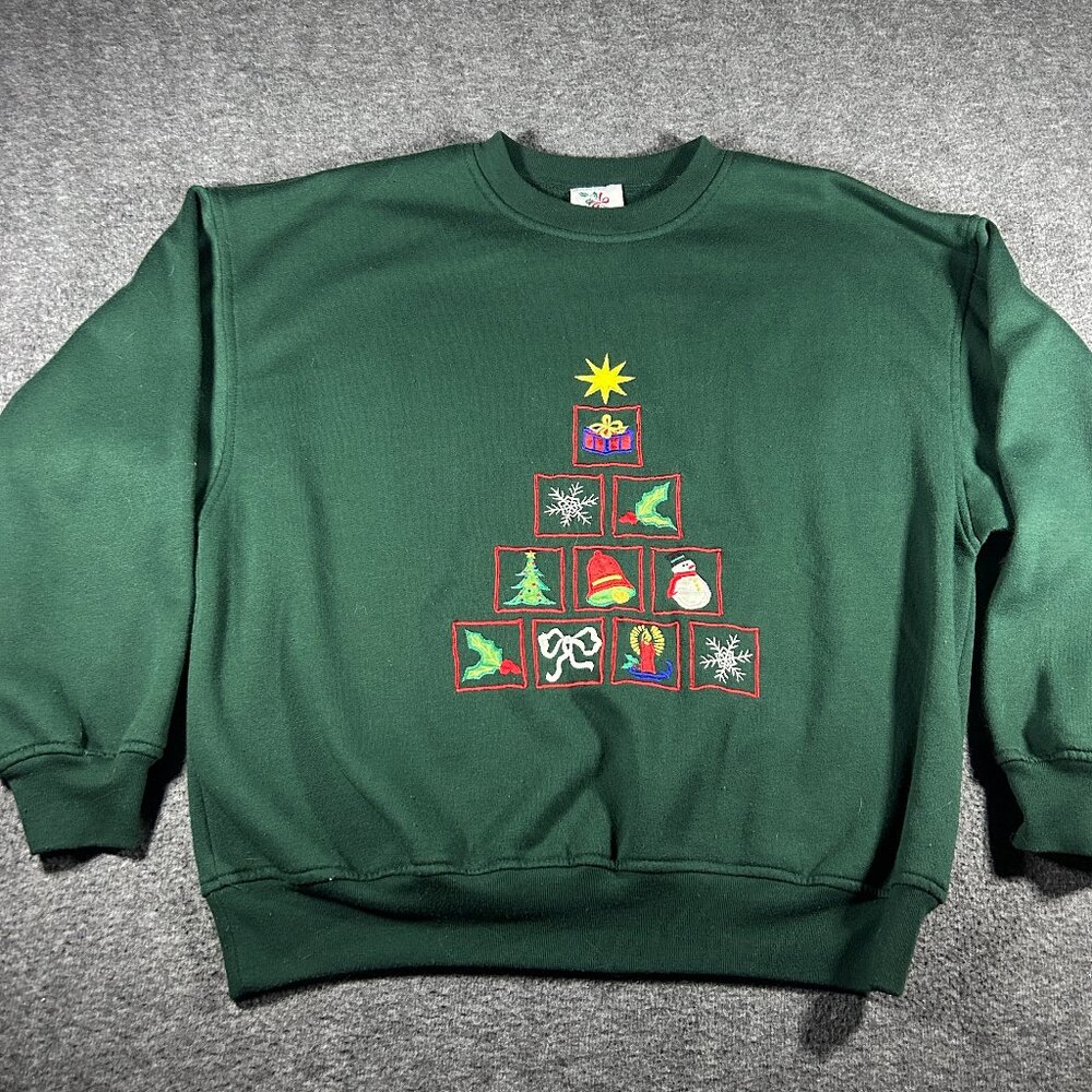 Vintage Nutcracker Christmas Winter Holiday Sweatshirt Applique Green Size Med‎